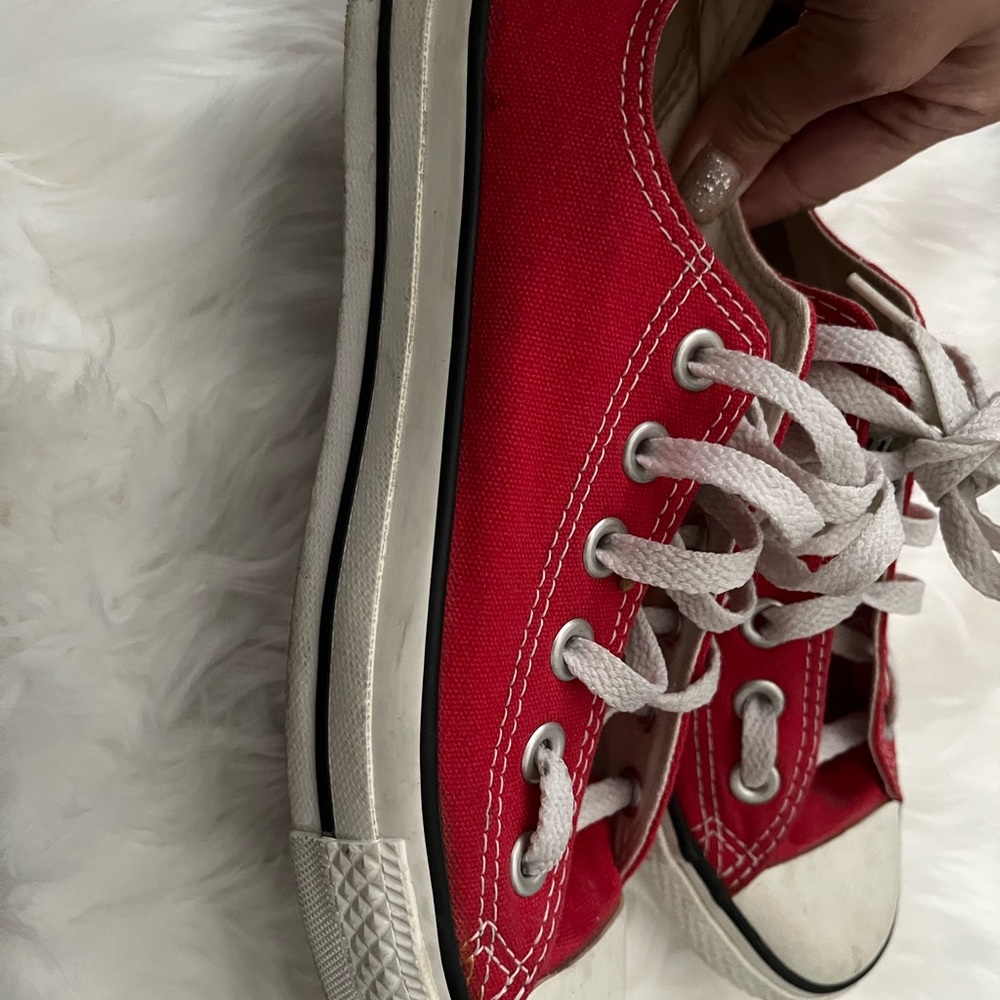 Converse red low top chucks